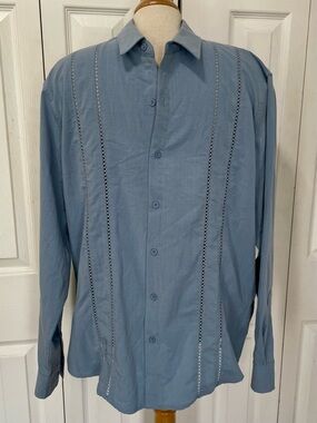Coofandy Light Blue Button-Up Shirt with Subtle Texture